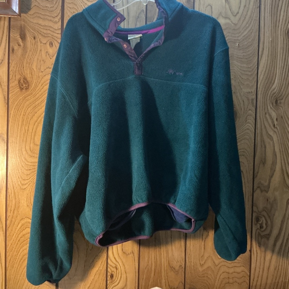 Vintage L.L. Bean Jacket Mens Unisex Xxl PTP 26-27 Fleece Snap Pullover 90s